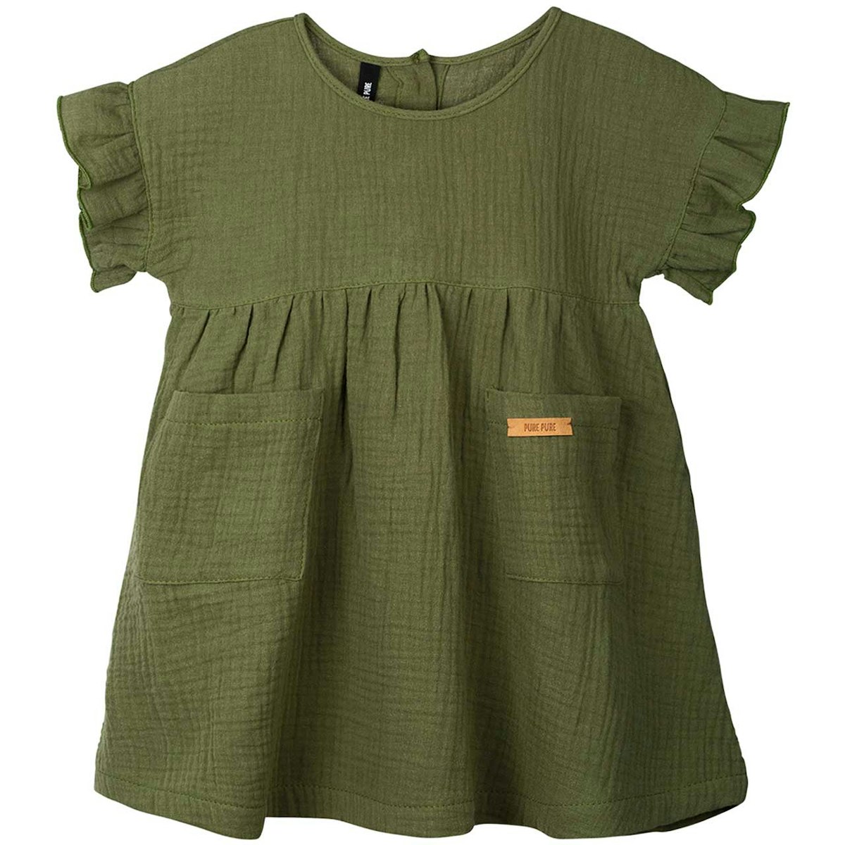 Leichtes Sommerkleid Musselin Rüschen dunkelgrün 92