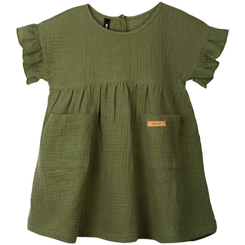 Leichtes Sommerkleid Musselin Rüschen dunkelgrün 92