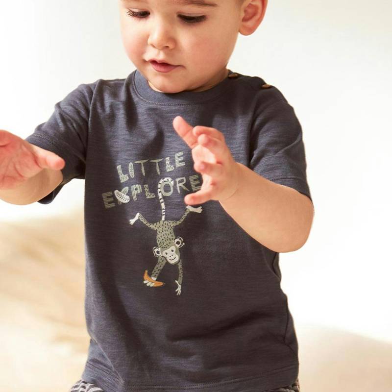 Leichtes T-Shirt Affe schiefergrau 62/68 Leichtes T-Shirt Affe schiefergrau 62/68