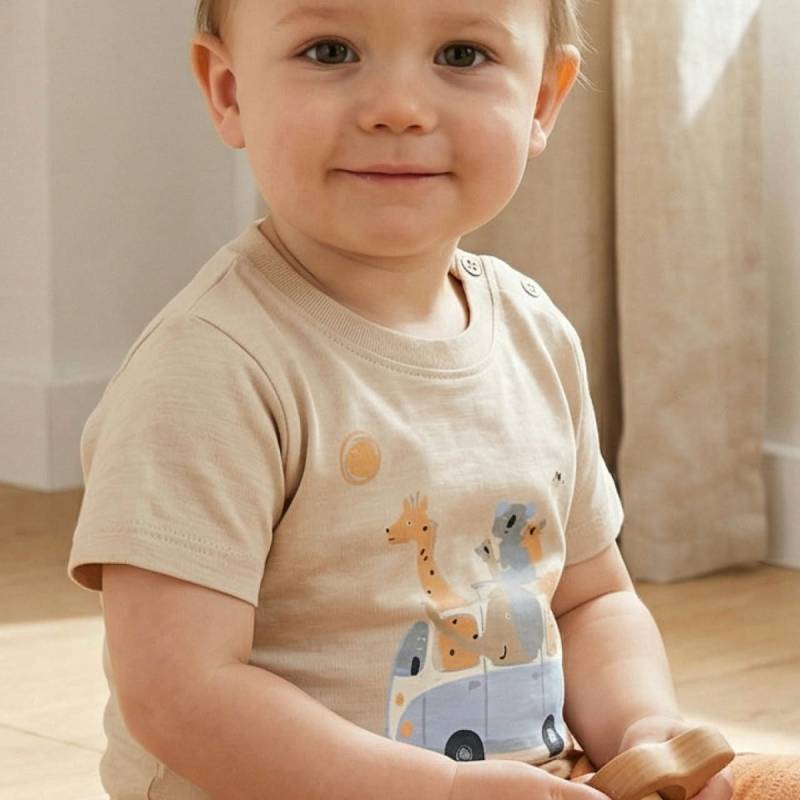 Leichtes T-Shirt Auto sand 86/92