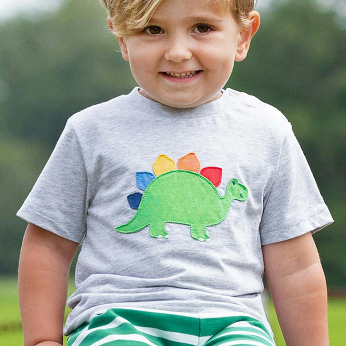 Leichtes T-Shirt Dino hellgrau 74