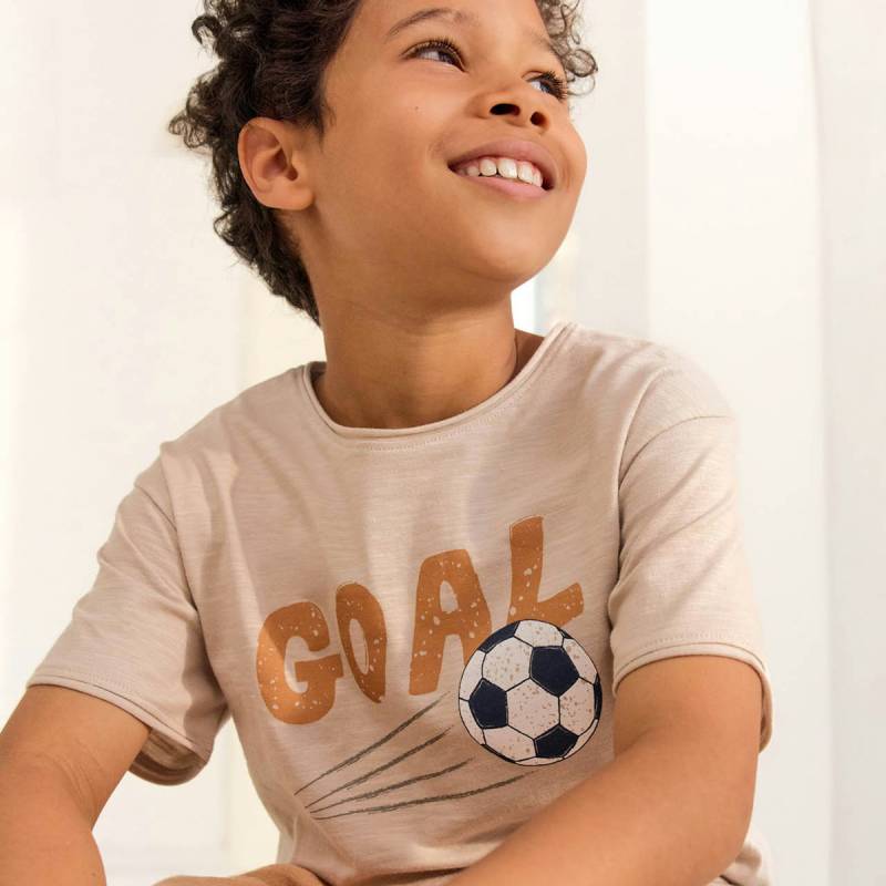 Leichtes T-Shirt Fußball beige 110/116