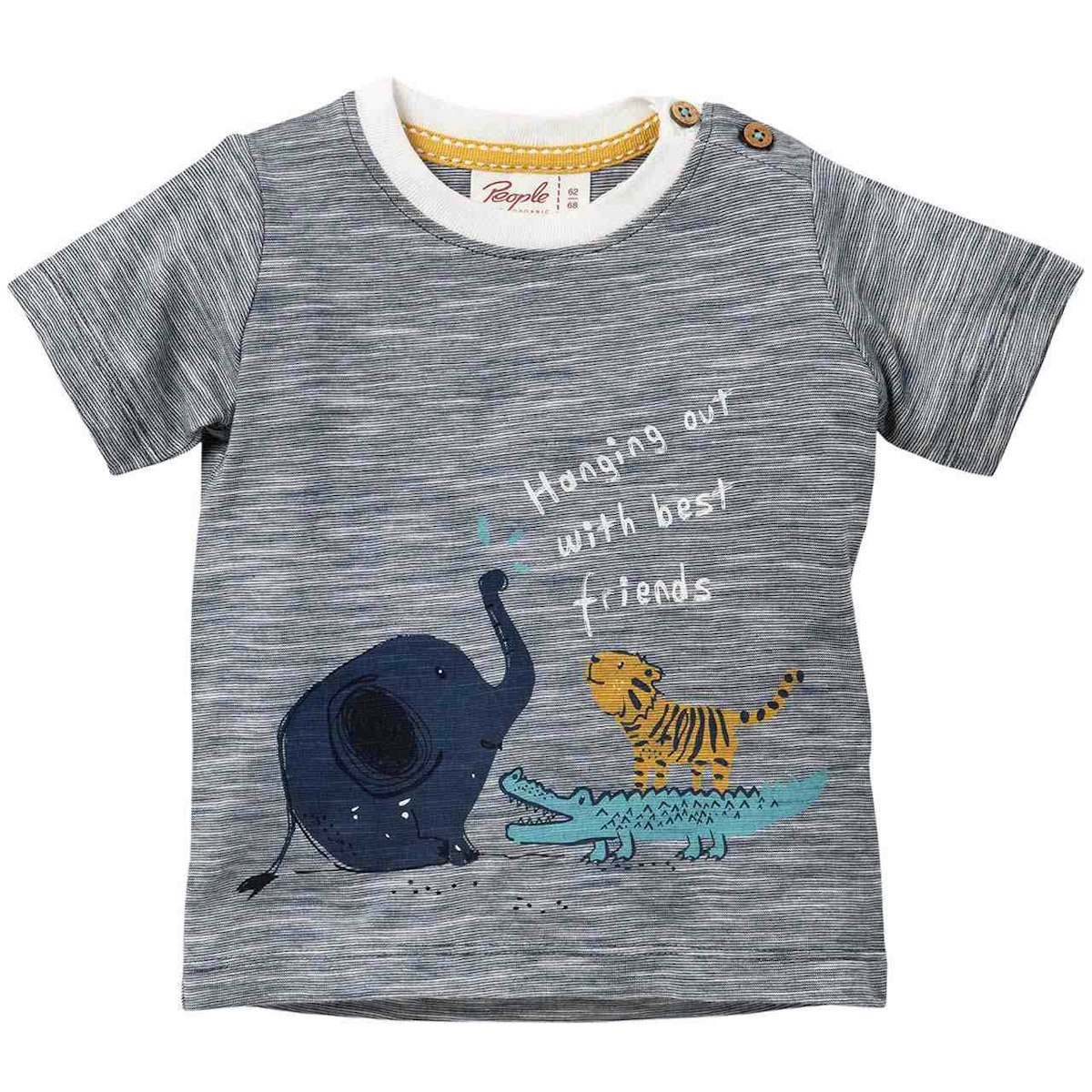 Leichtes T-Shirt exotische Tiere dunkelblau meliert 50/56