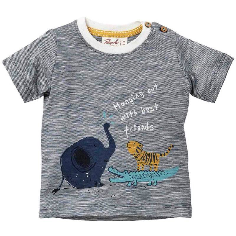 Leichtes T-Shirt exotische Tiere dunkelblau meliert 50/56