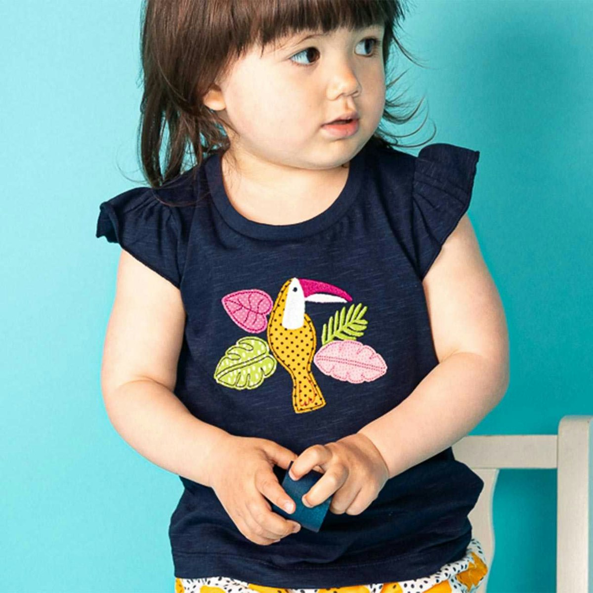 Leichtes T-Shirt mit Vogel & Schmetterlingsärmel 62/68