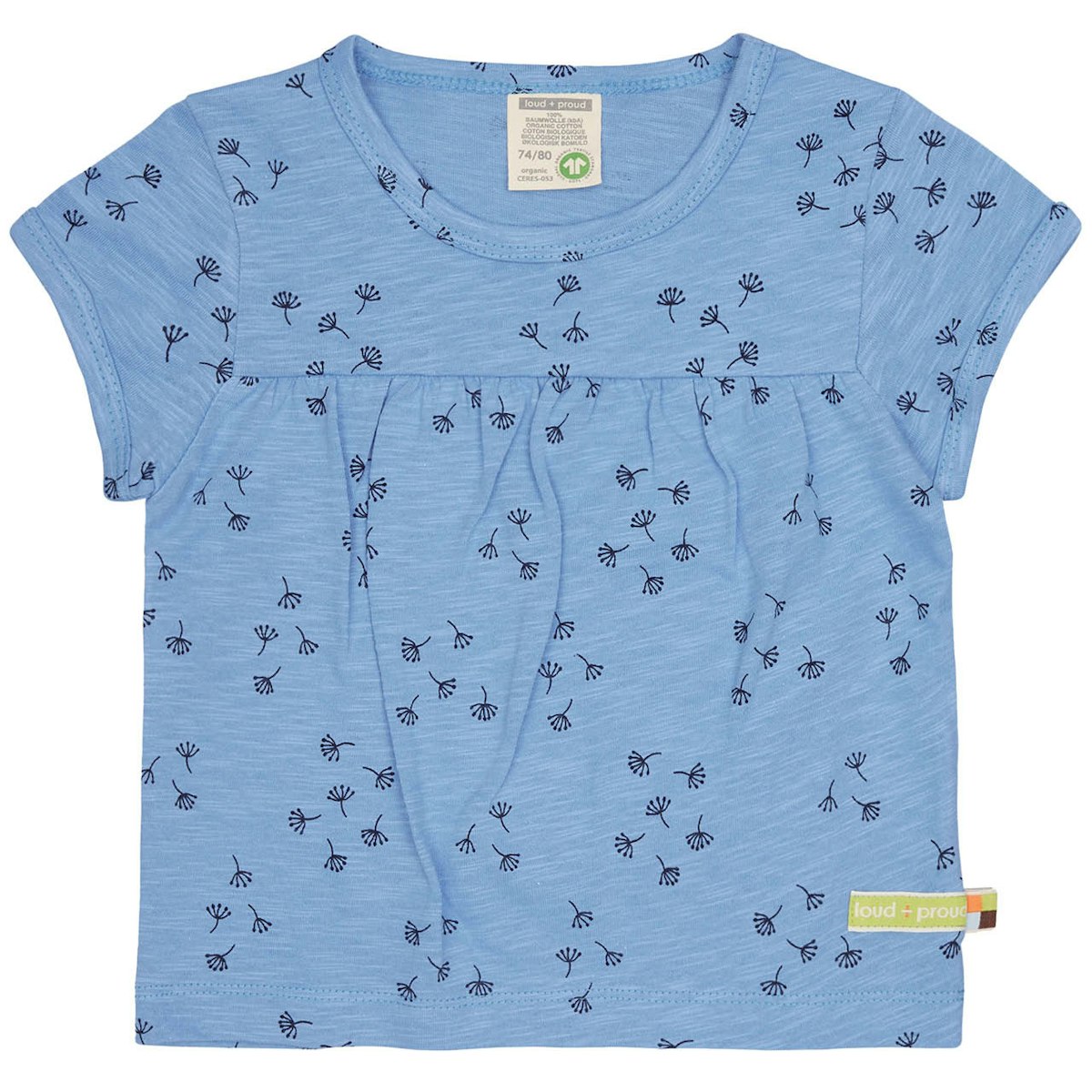 Leichtes kurzarm Shirt Alloverprint hellblau 74/80
