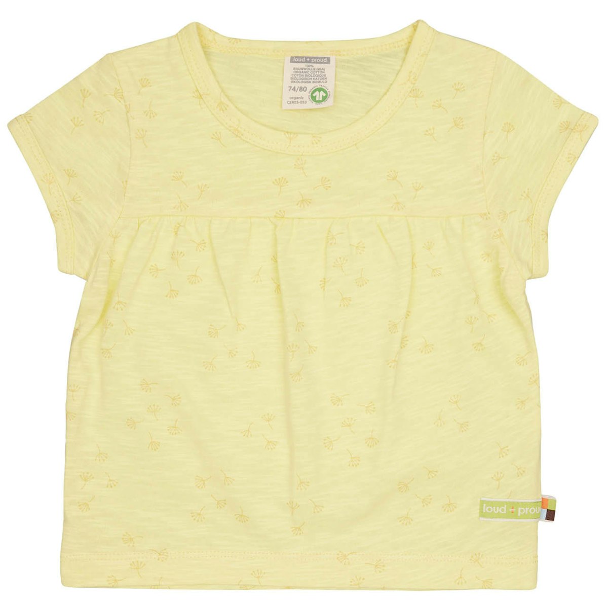 Leichtes kurzarm Shirt Alloverprint hellgelb 122/128
