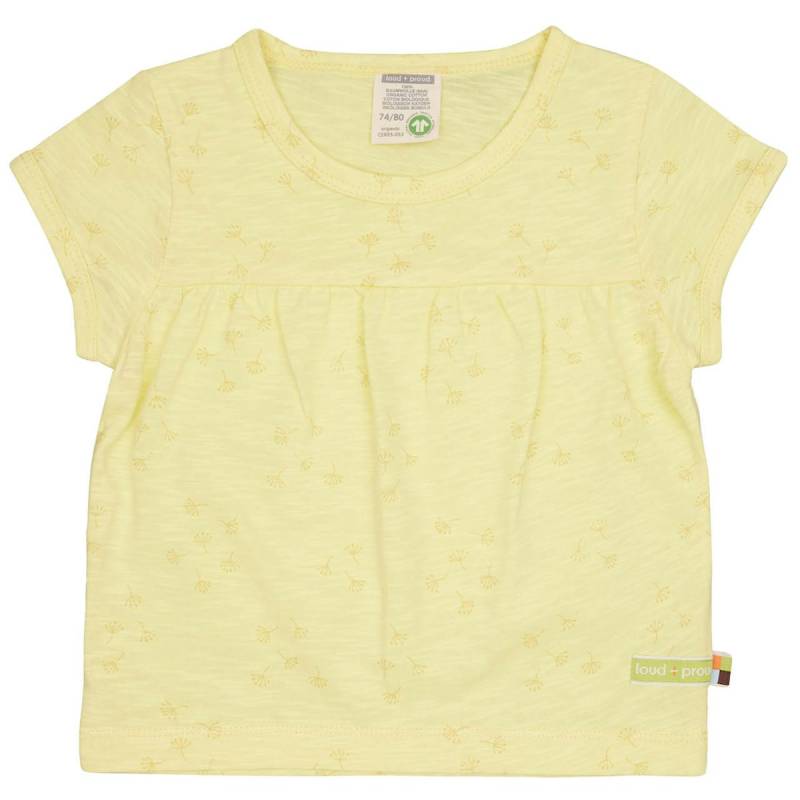Leichtes kurzarm Shirt Alloverprint hellgelb 74/80