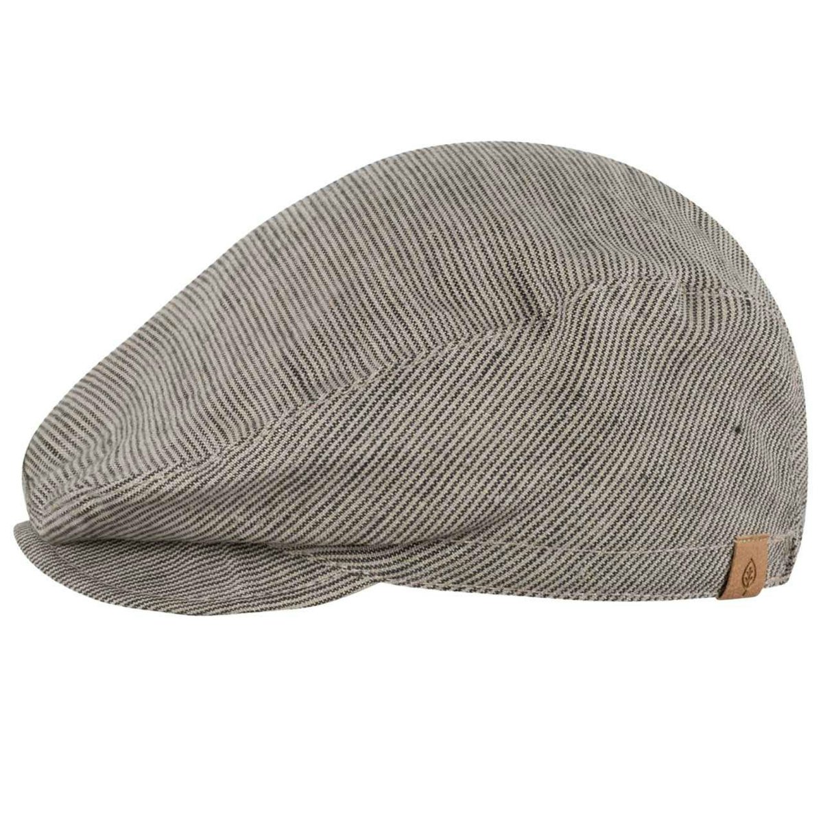 Leinen Schiebermütze in braun-ecru 49