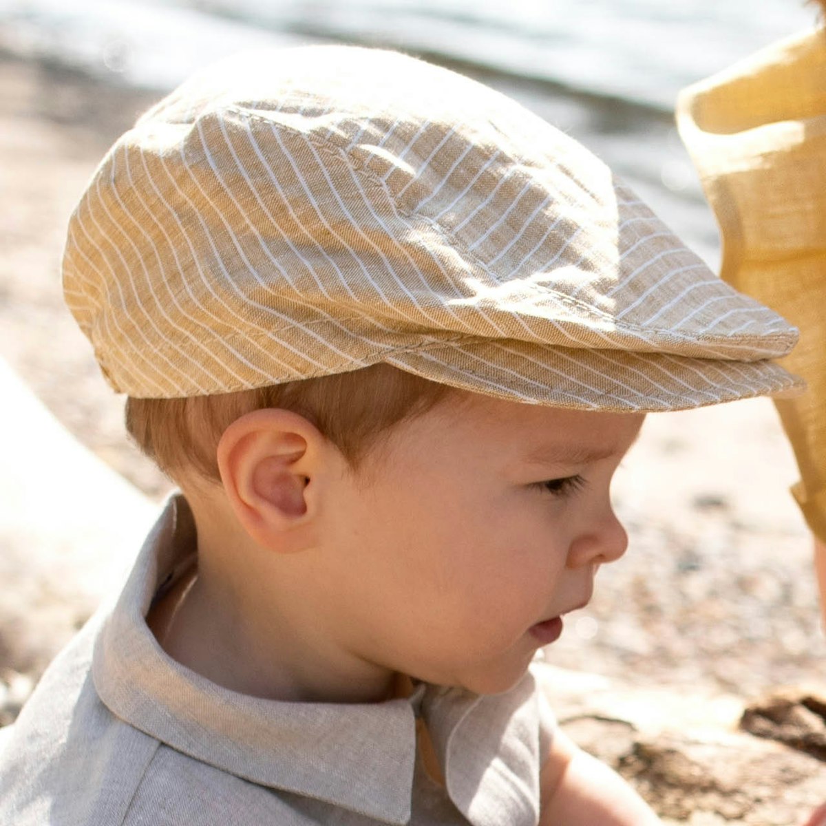 Leinen Schiebermütze sahara-beige 53 Leinen Schiebermütze sahara-beige 53