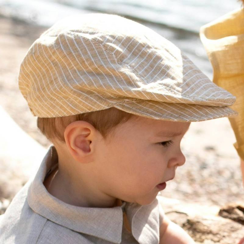 Leinen Schiebermütze sahara-beige 53 Leinen Schiebermütze sahara-beige 53