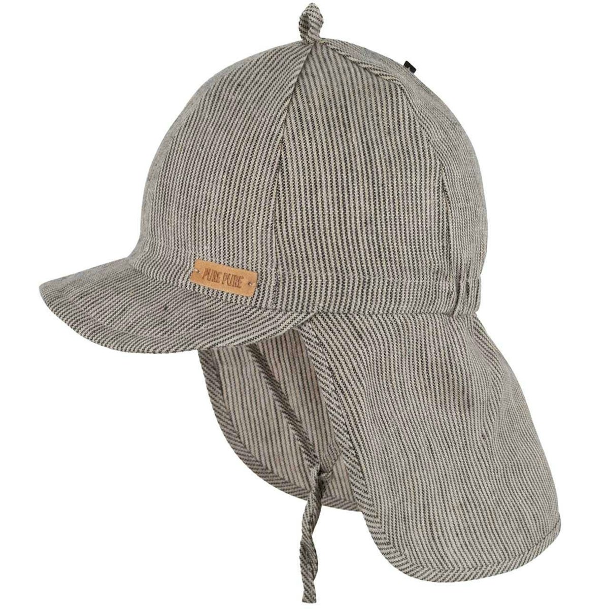 Leinen Schirmmütze Nackenschutz braun-ecru 49