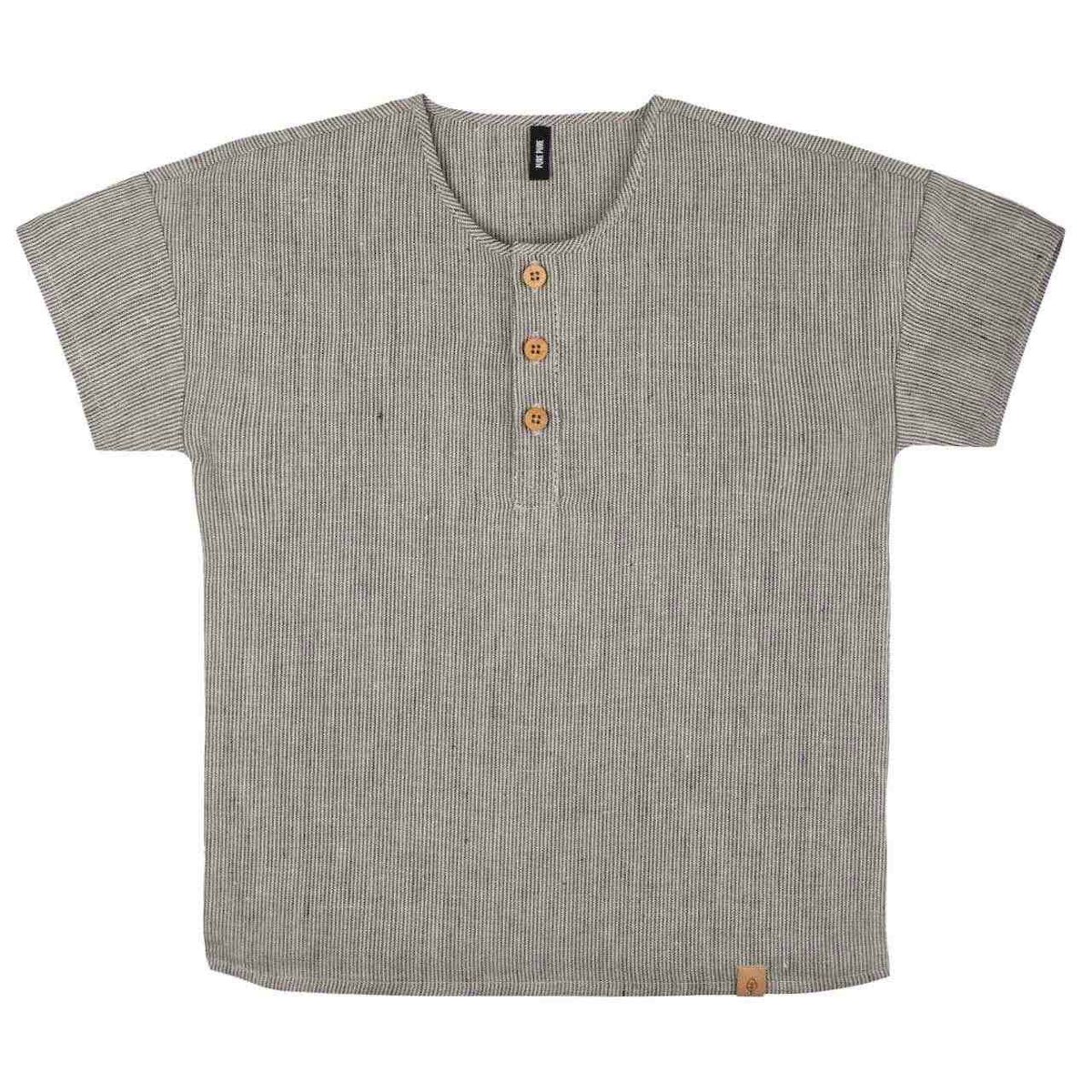 Leinen Shirt kurzarm braun-ecru 104