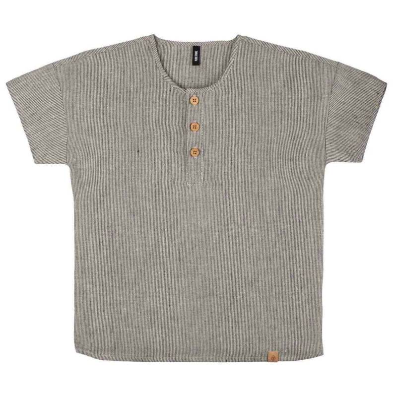 Leinen Shirt kurzarm braun-ecru 104