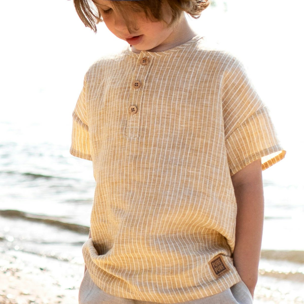 Leinen Shirt kurzarm sahara-beige 110/116