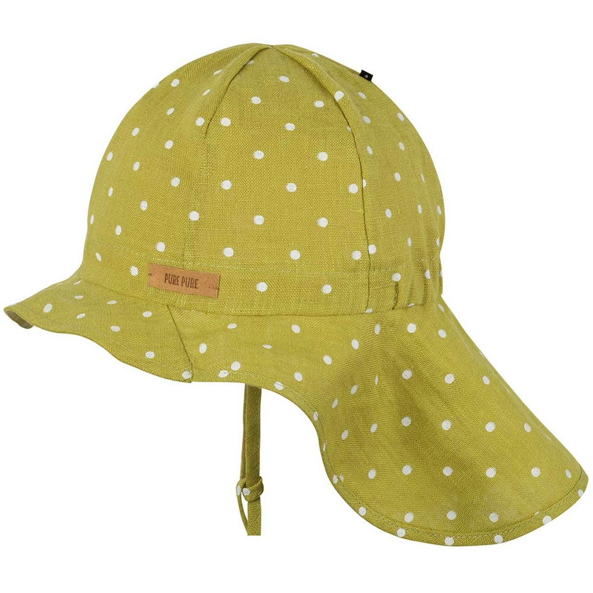Leinen Sonnenhut Nackenschutz Punkte gelb 45
