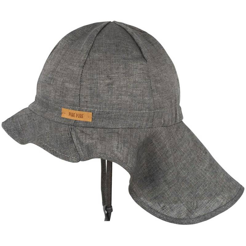 Leinen Sonnenhut Nackenschutz dunkelgrau 45 Leinen Sonnenhut Nackenschutz dunkelgrau 45