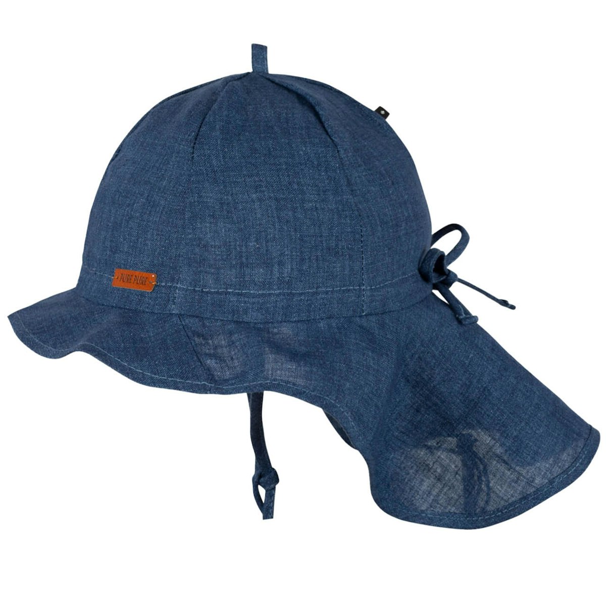 Leinen Sonnenhut Nackenschutz jeans-blau 53