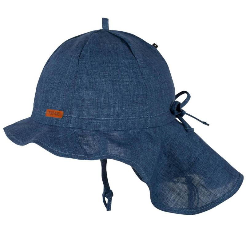 Leinen Sonnenhut Nackenschutz jeans-blau 53