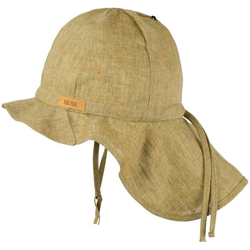 Leinen Sonnenhut verstellbar Nackenschutz beige-grün 47 Leinen Sonnenhut verstellbar Nackenschutz beige-grün 47