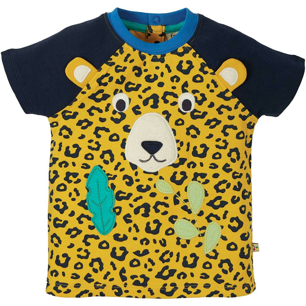 Leoparden T-Shirt mit Öhrchen in navy-gelb 62/68