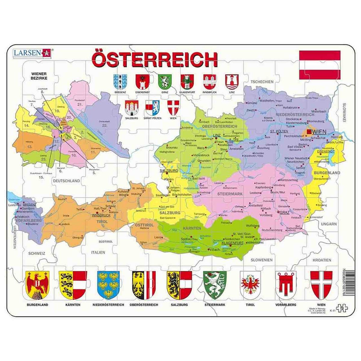 Lernpuzzle Österreich Karte für Kinder ab 6 Jahre