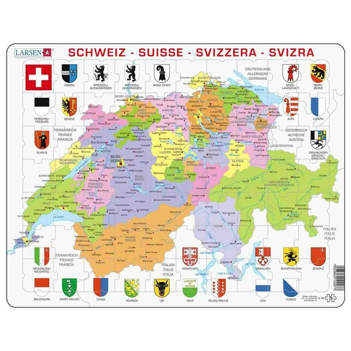 Lernpuzzle Schweiz Karte für Kinder ab 6 Jahre