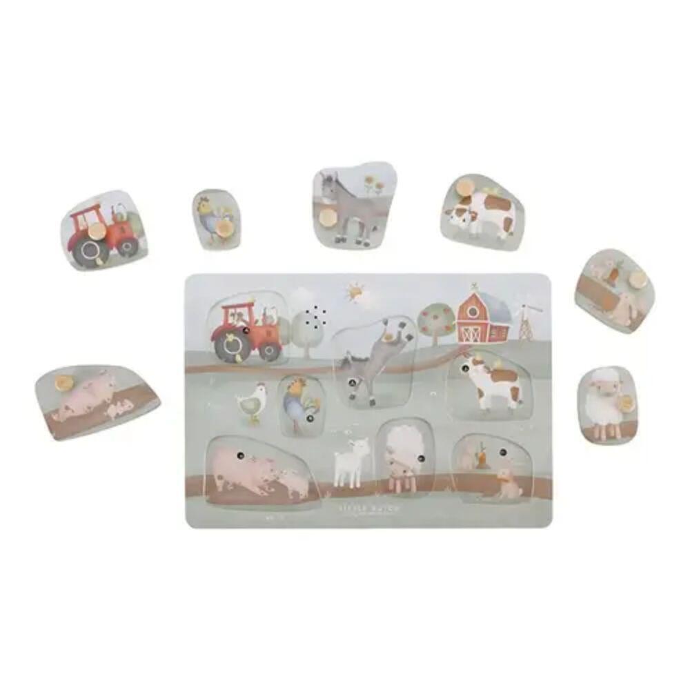 Little Dutch - Sound Greif Puzzle Little Farm Bauernhof Holz mit Geräuschen