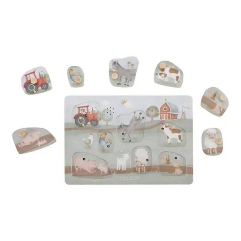 Little Dutch - Sound Greif Puzzle Little Farm Bauernhof Holz mit Geräuschen