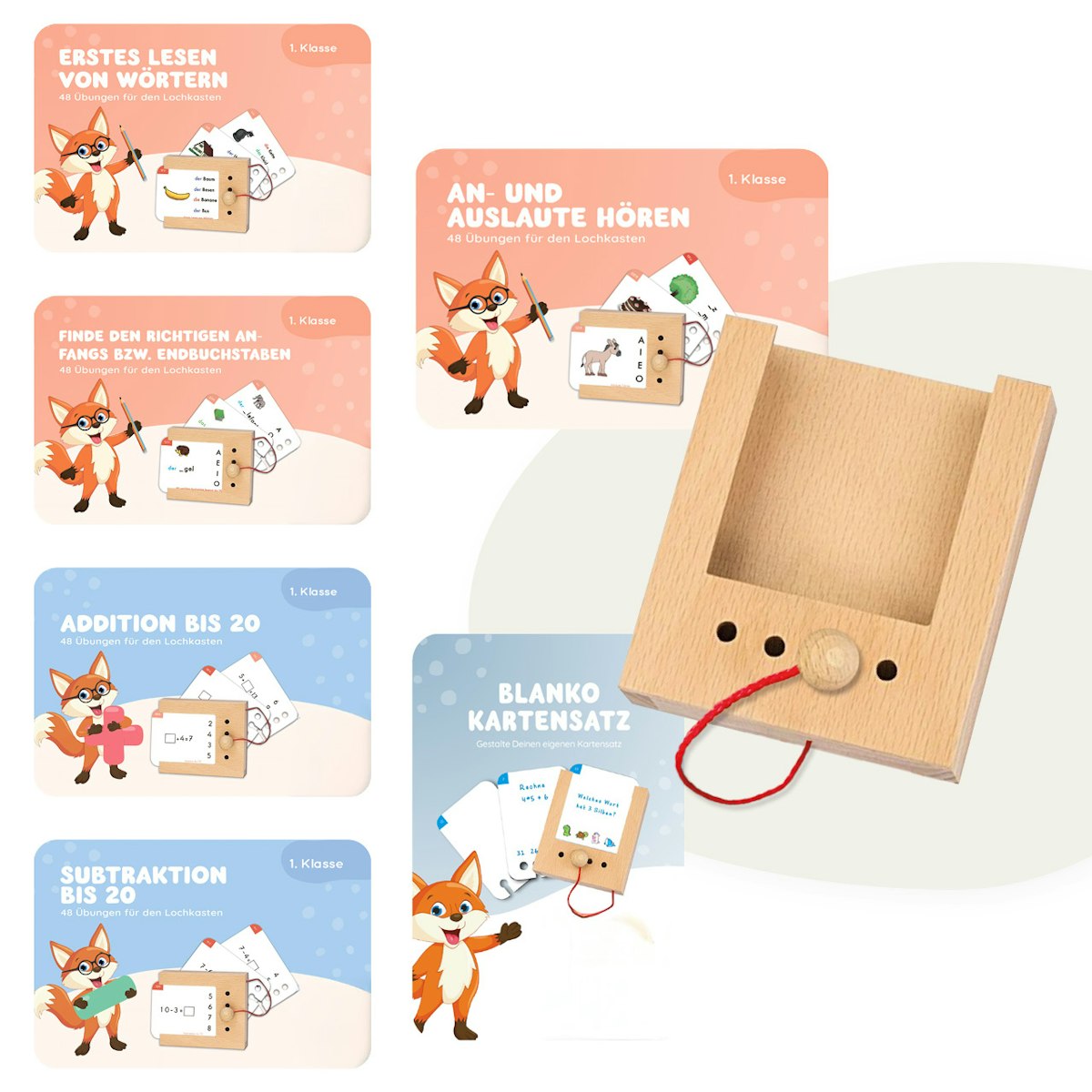 Lochkasten Set für die 1. Klasse mit 6 Kartensätzen