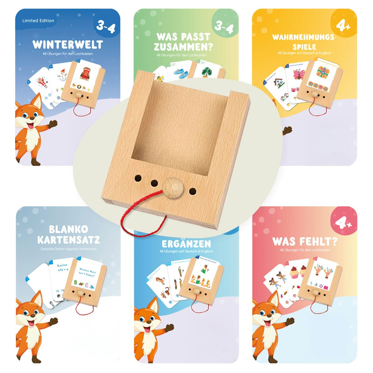 Lochkasten Starterset 3-4 Jahre mit 6 Kartensätzen