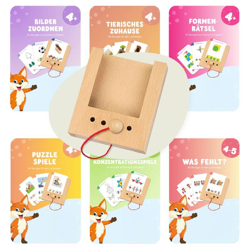 Lochkasten Starterset ab 4 Jahren mit 6 Kartensätzen Lochkasten Starterset ab 4 Jahren mit 6 Kartensätzen
