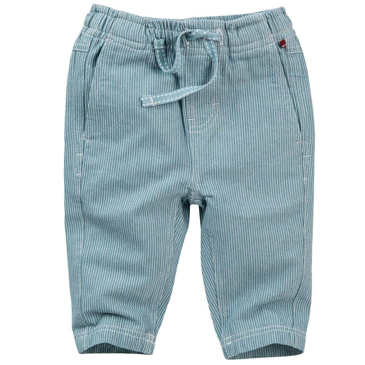 Lockere Baumwoll Hose jeansblau gestreift 74/80