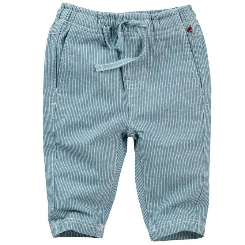 Lockere Baumwoll Hose jeansblau gestreift 74/80