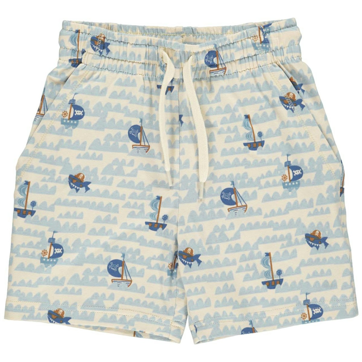 Lockere Shorts Piratenschiff creme-hellblau 86