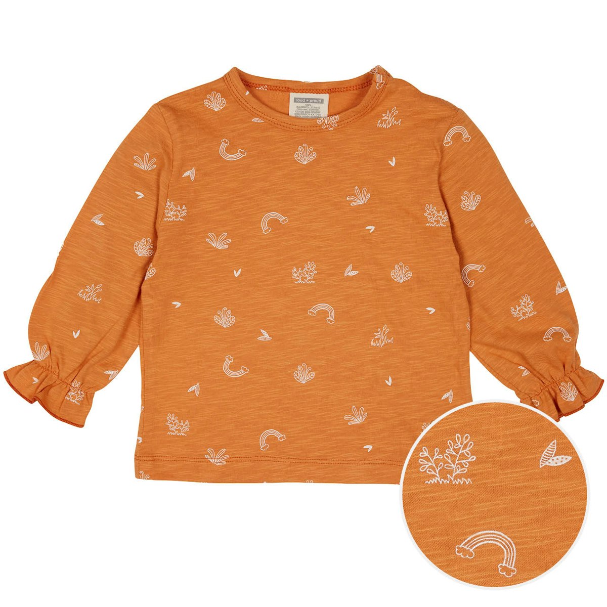 Lockeres Langarmshirt leicht orange 74/80