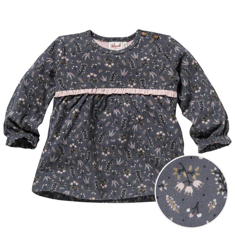 Lockeres Langarmshirt schiefergrau geblümt 62/68