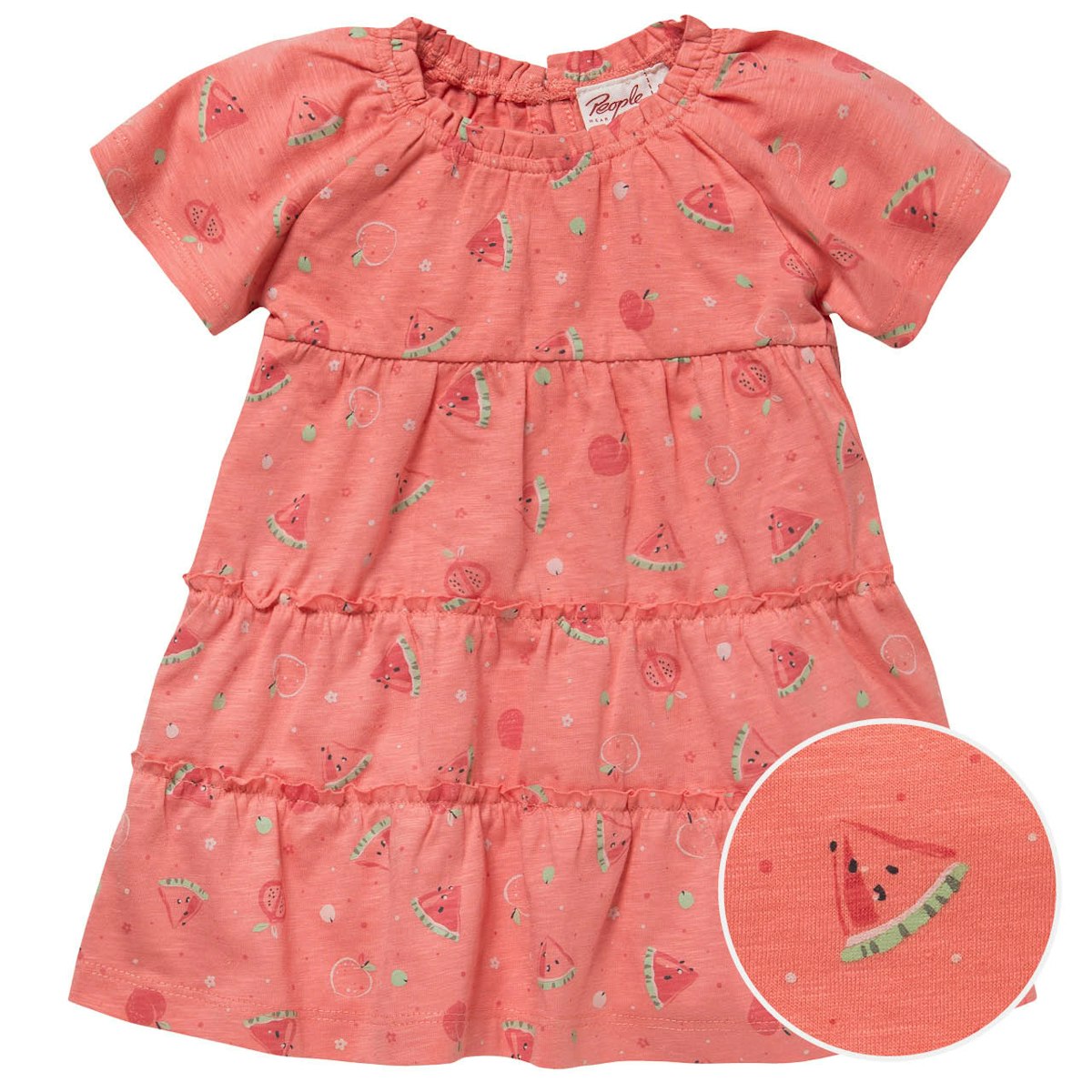 Luftiges Kleid kurzarm Sommerfrüchte himbeerrot 98