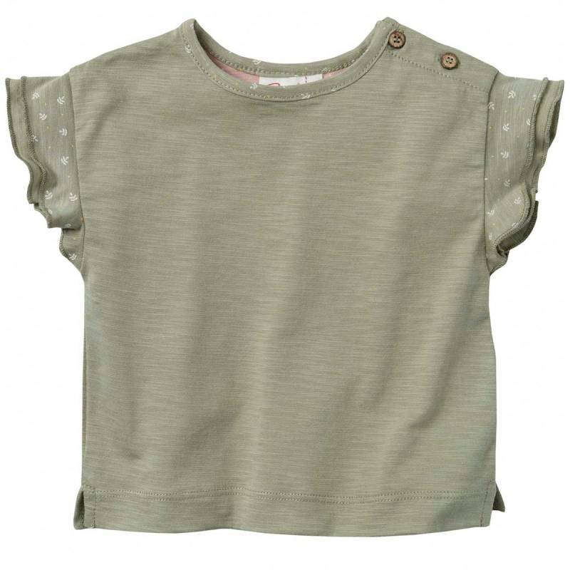 Luftiges T-Shirt Rüschenärmel khaki uni 62/68