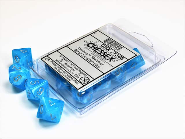 Luminary Sky/Silver 10x W10 Dice Set Würfel Dices D10 Luminary Sky/Silver 10x W10 Dice Set Würfel Dices D10