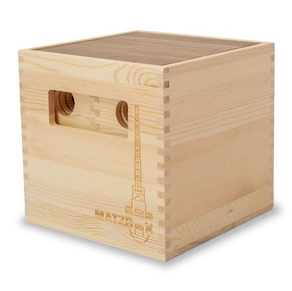 MATZPLUS GMBH - Matzbox - Baukiste - Box in Box - 36-teilig - 22,8x22,8x22cm - Nussbaum- und Kiefernholz