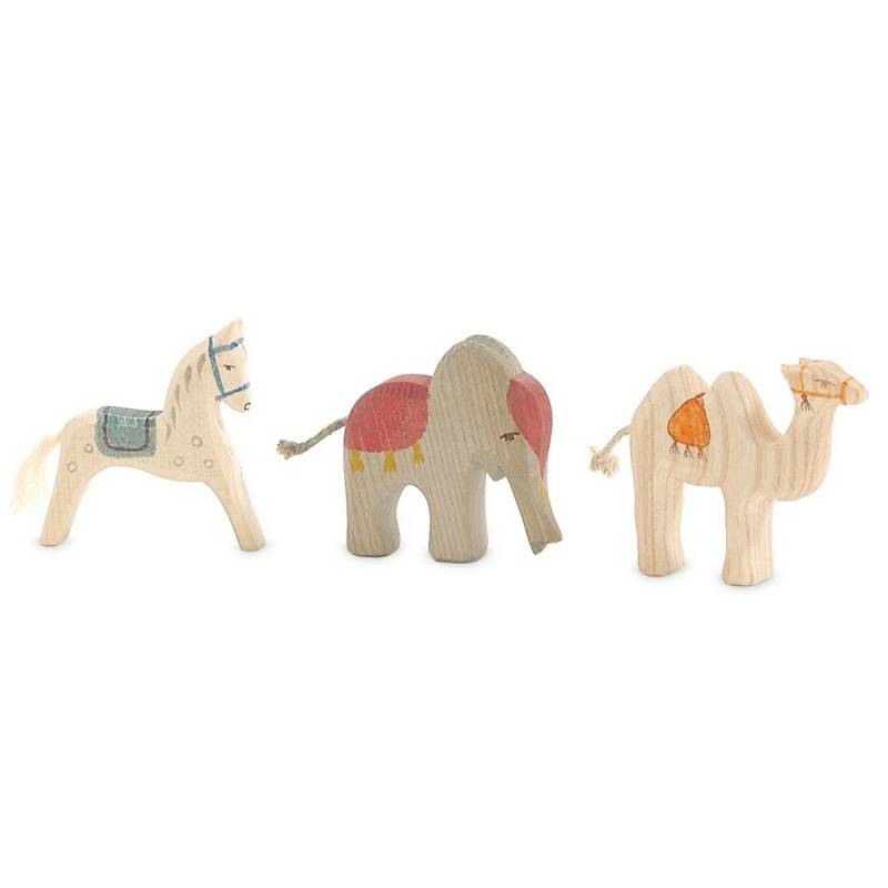 MINIATUR Königstiere 3 Teile für Weihnachtskrippe 7 cm hoch