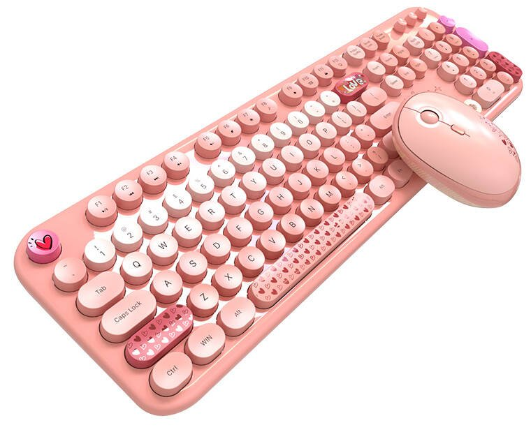 MOFII Tastatur Wireless Keyboard + Mouse - Lovely Pink Accessories für Kinder