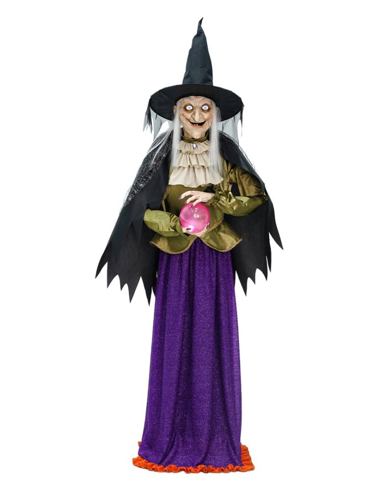 Madame Morbella Hexe mit Kristallkugel Halloween Animatronic 182cm Madame Morbella Hexe mit Kristallkugel Halloween Animatronic 182cm