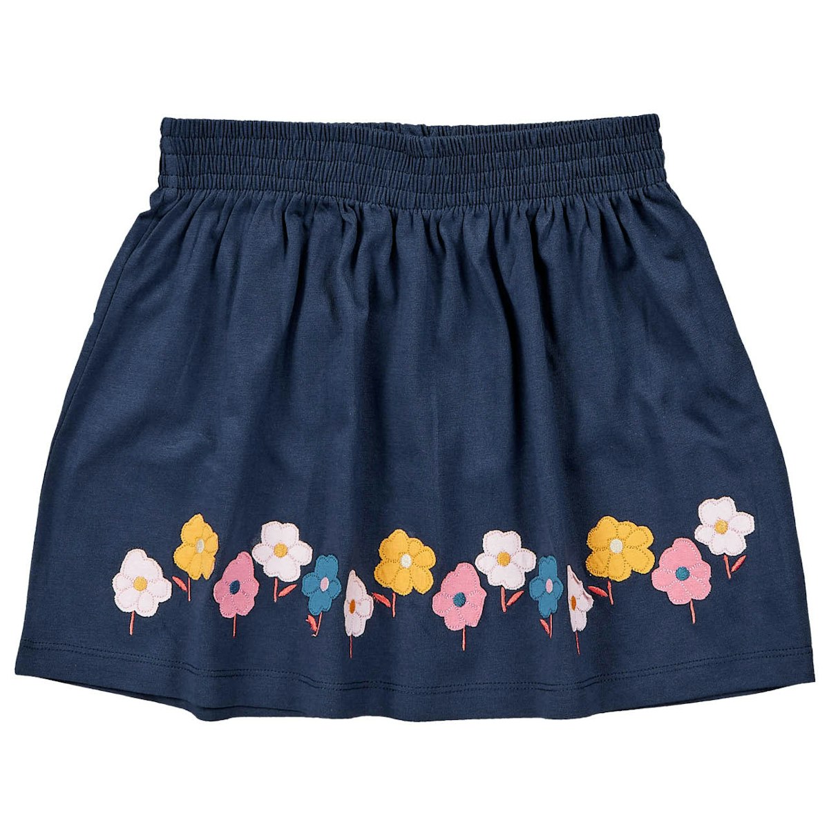 Mädchenrock Blumen Aufnäher navy 128