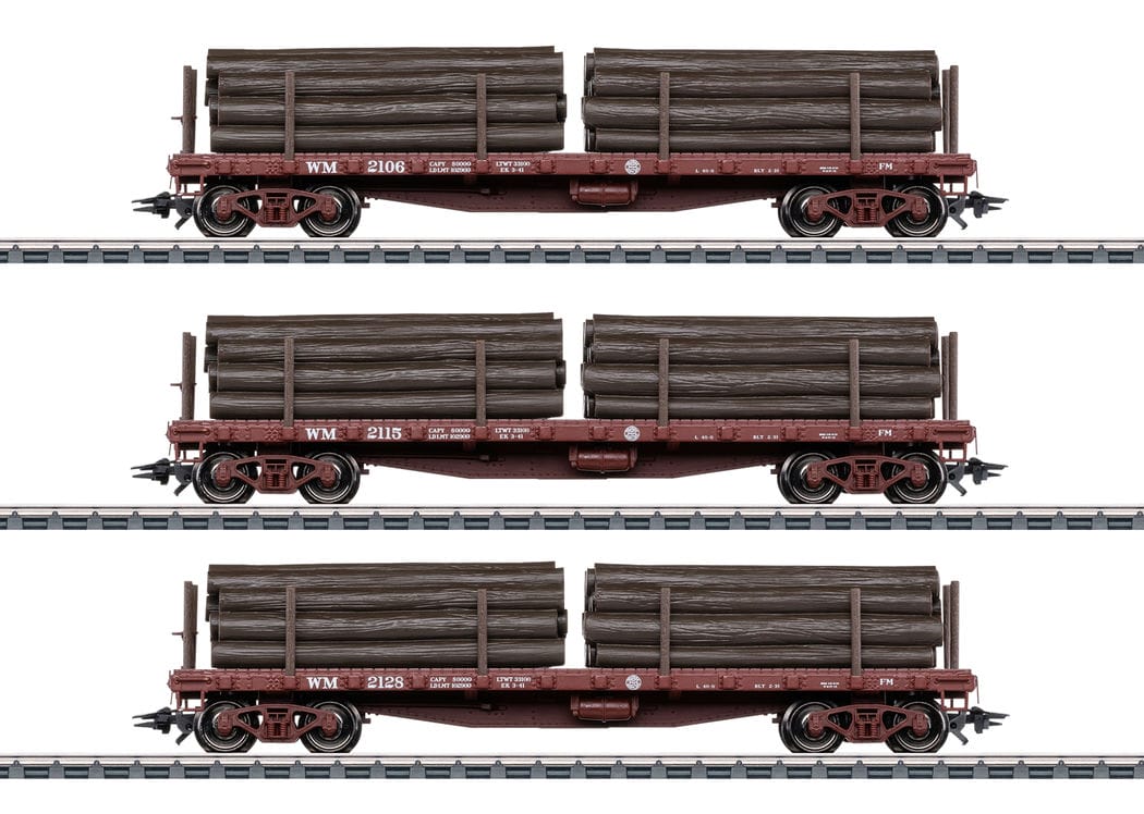 Märklin 45600 US-Flachwagen-Set 40-ft. US-Flat Car Western Maryland H0 MoBa Märklin 45600 US-Flachwagen-Set 40-ft. US-Flat Car Western Maryland H0 MoBa