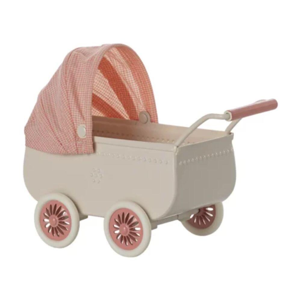 Maileg - Kinderwagen, Maus- Koralle