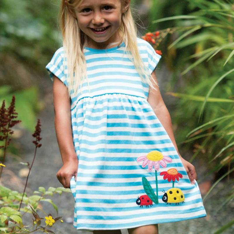 Marienkäfer Mädchen Sommerkleid blau Streifen 62/68