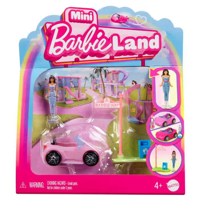 Mattel - HYF42 - Barbie - Mini Barbie Land - Mini Spielset, Puppe mir Cabrio Mattel - HYF42 - Barbie - Mini Barbie Land - Mini Spielset, Puppe mir Cabrio
