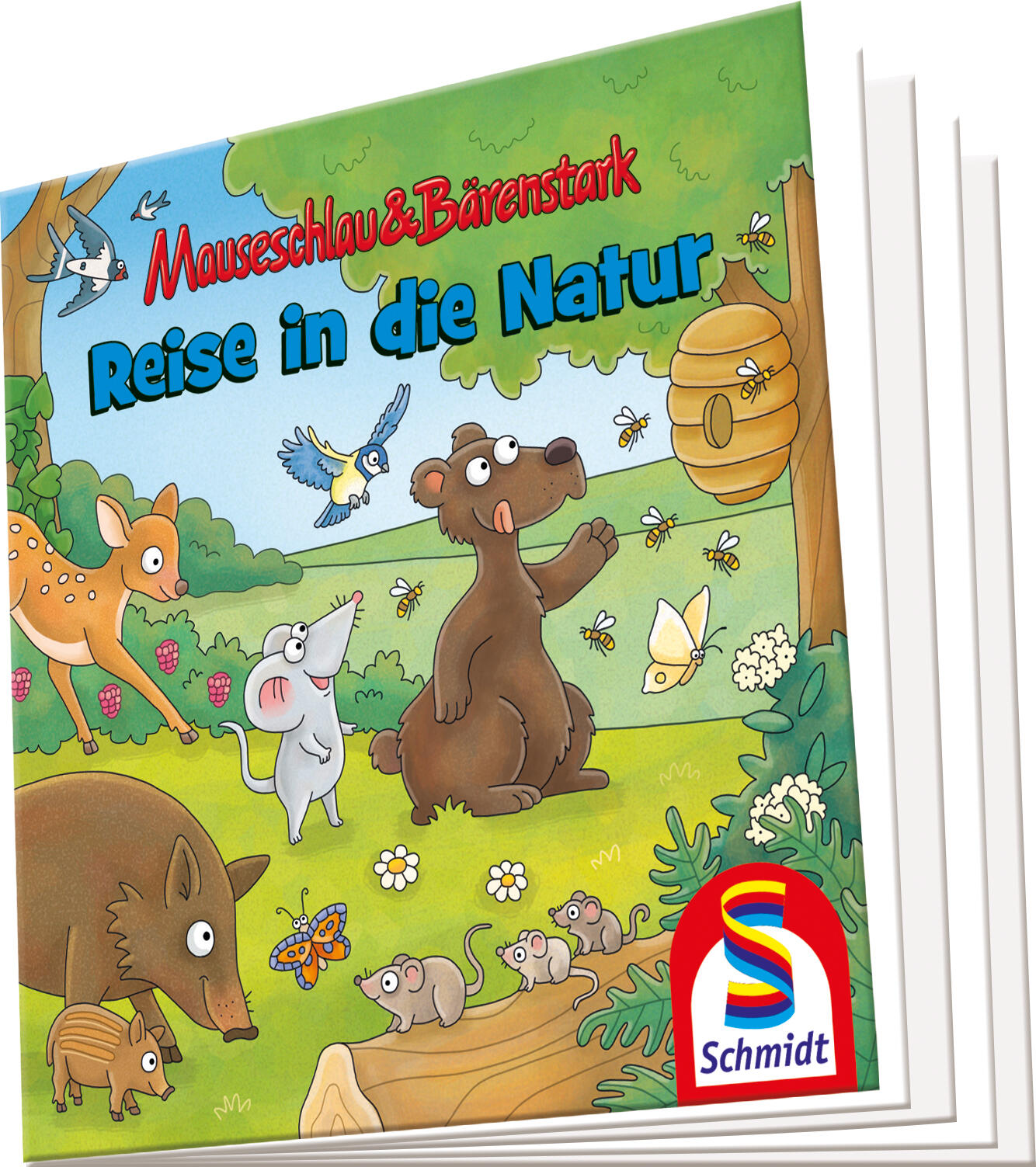 Schmidt Spiele - Mauseschlau & Bärenstark Reise in die Natur, 3x48 Teile Kinderpuzzle mit Add-on (Wissensbüchlein)